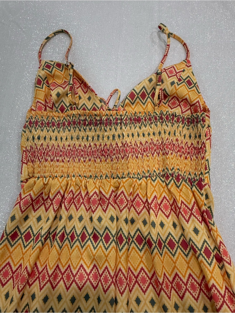 Urban Outfitters Yellow Geometric Midi Dress Front Slit Size Small Womens - Picture 3 of 8